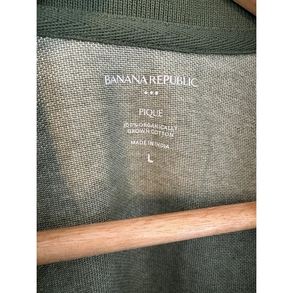 Banana Republic Men's Golf Polo Shirt Green 100% Organic Cotton Size Large NWOT